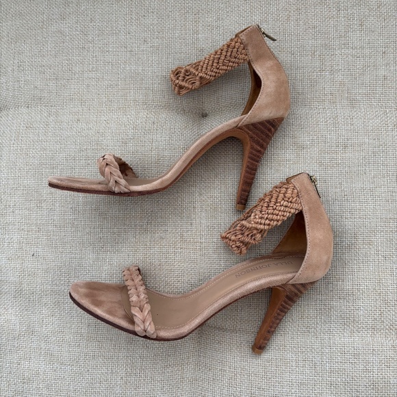 Ulla Johnson Manu Tan Suede Braided Detail Heel - Picture 1 of 8